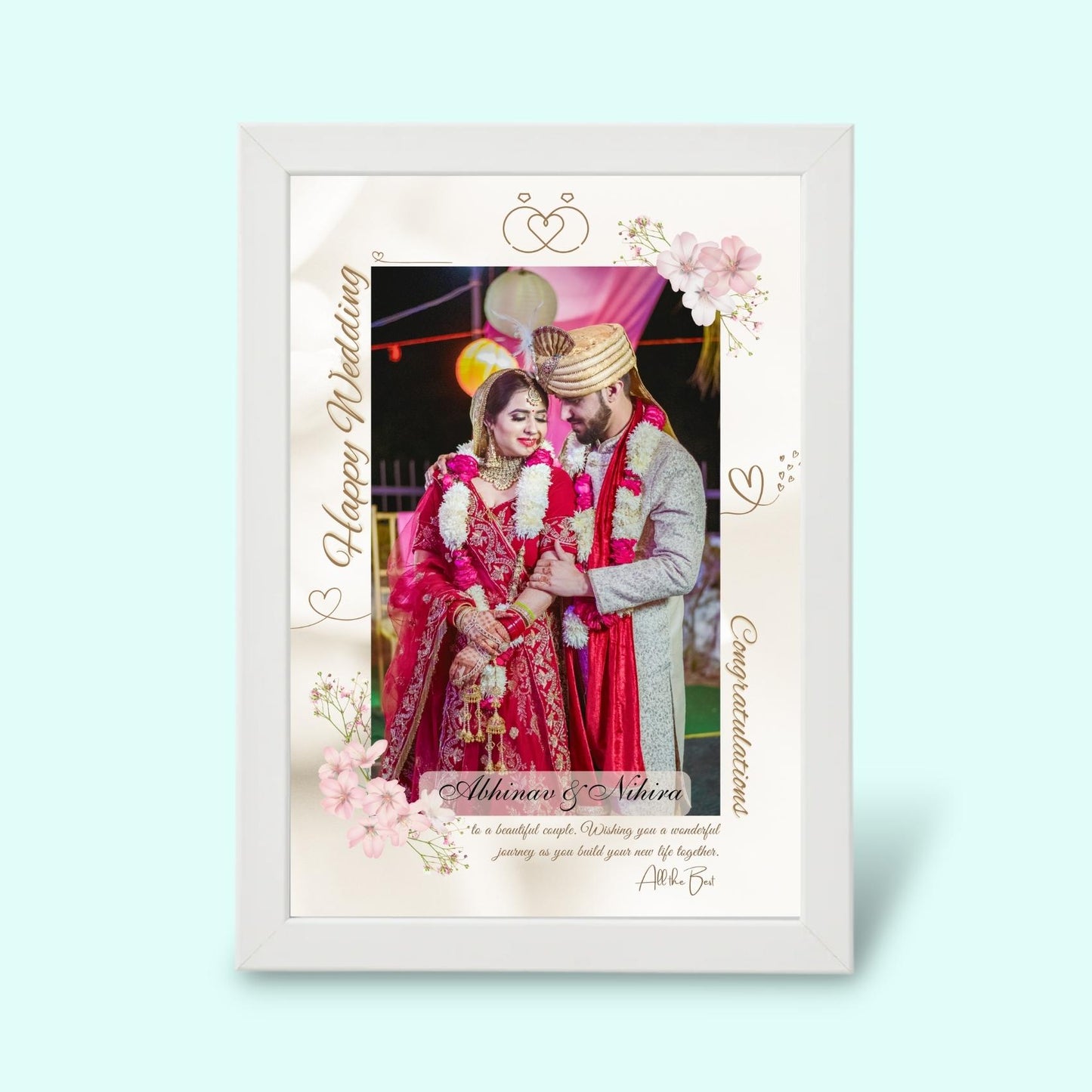 Personalized Happy Wedding Frame - Best Gift