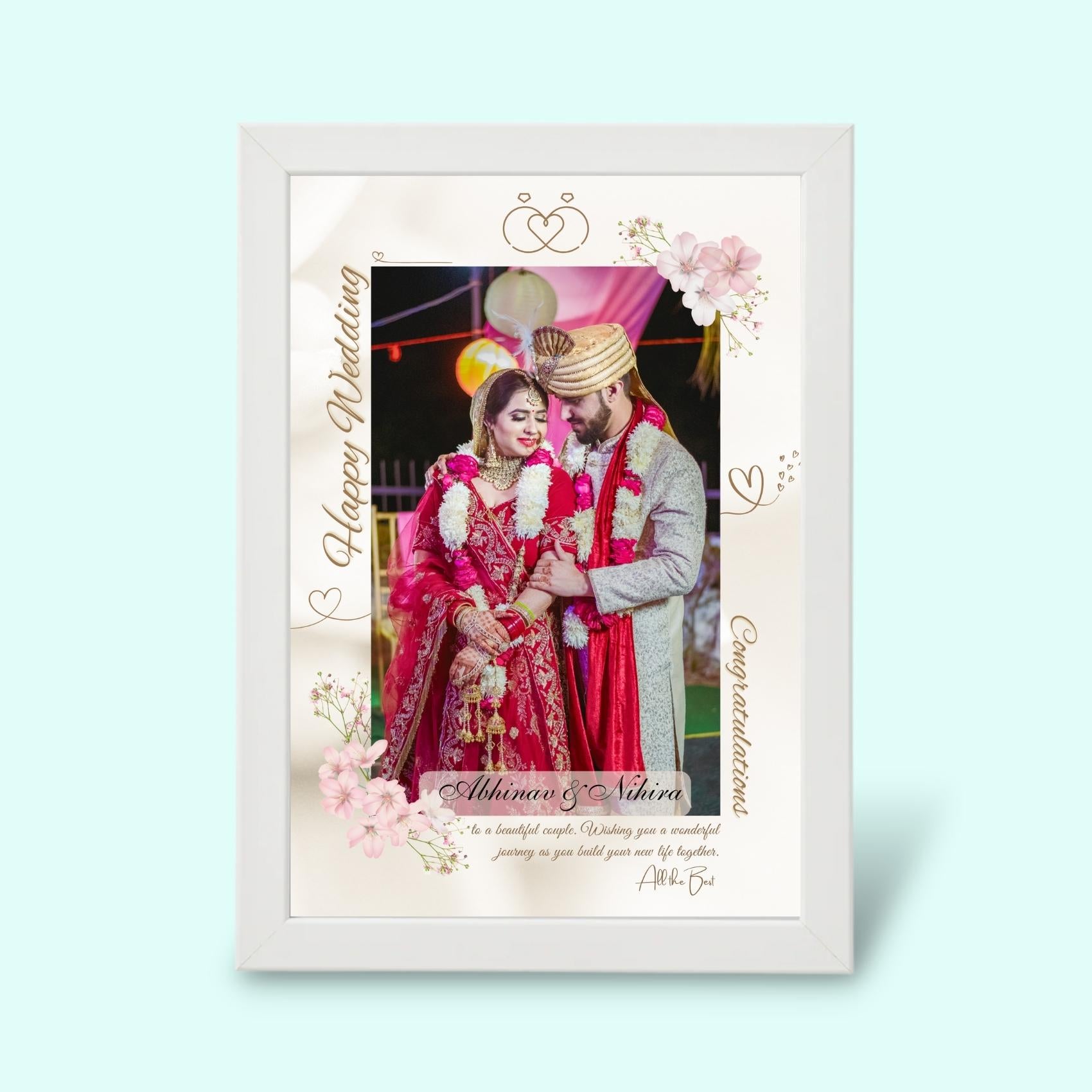 Personalized Happy Wedding Frame - Best Gift