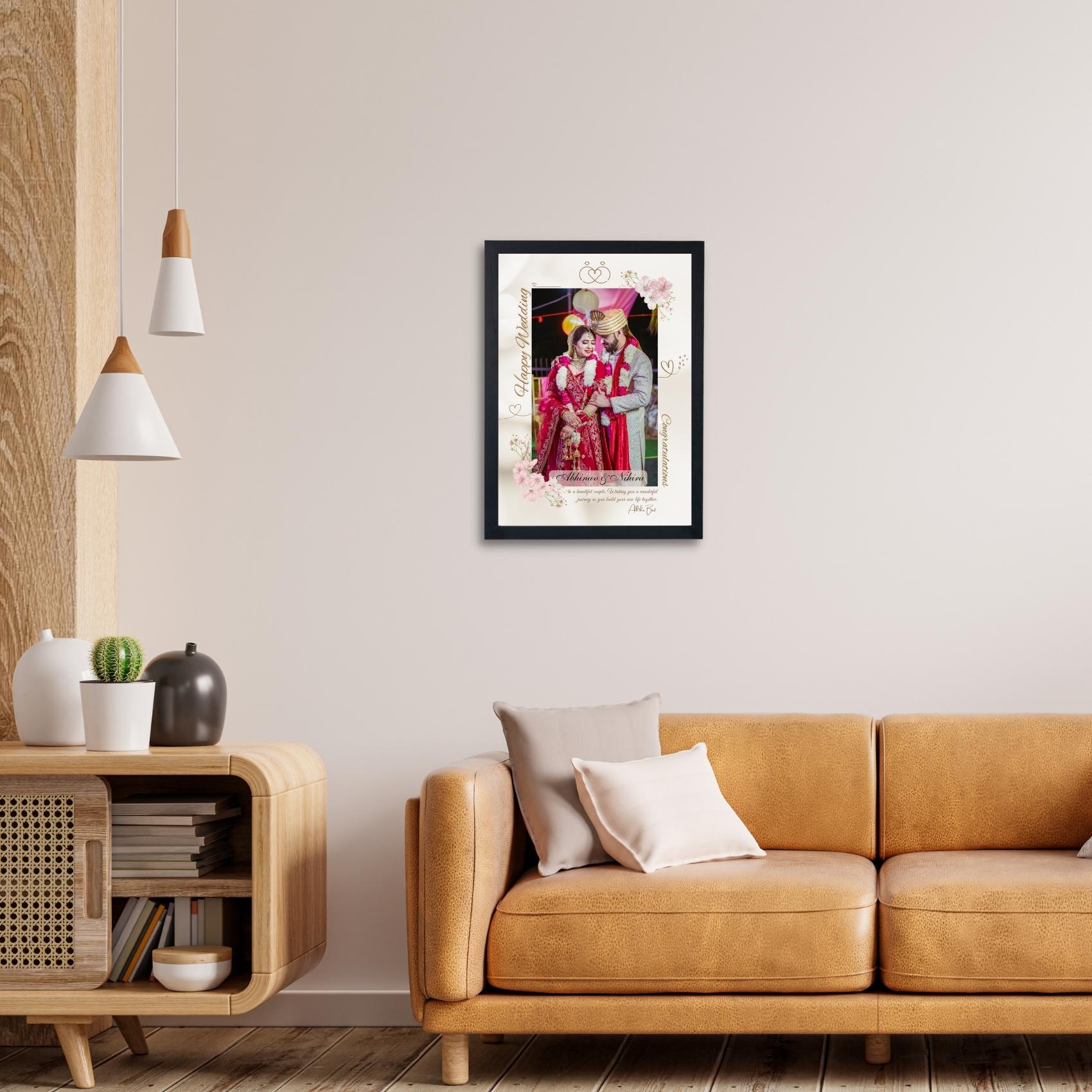 Personalized Happy Wedding Frame - Best Gift