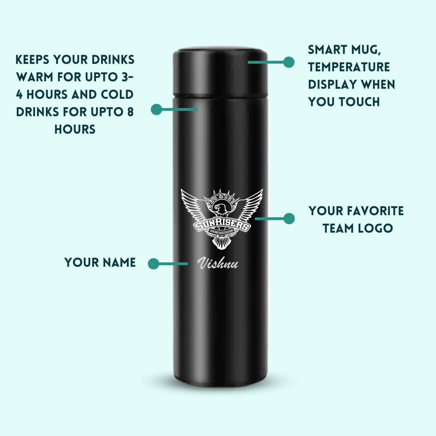 Personalized IPL Favorite Team - Temperature display bottle