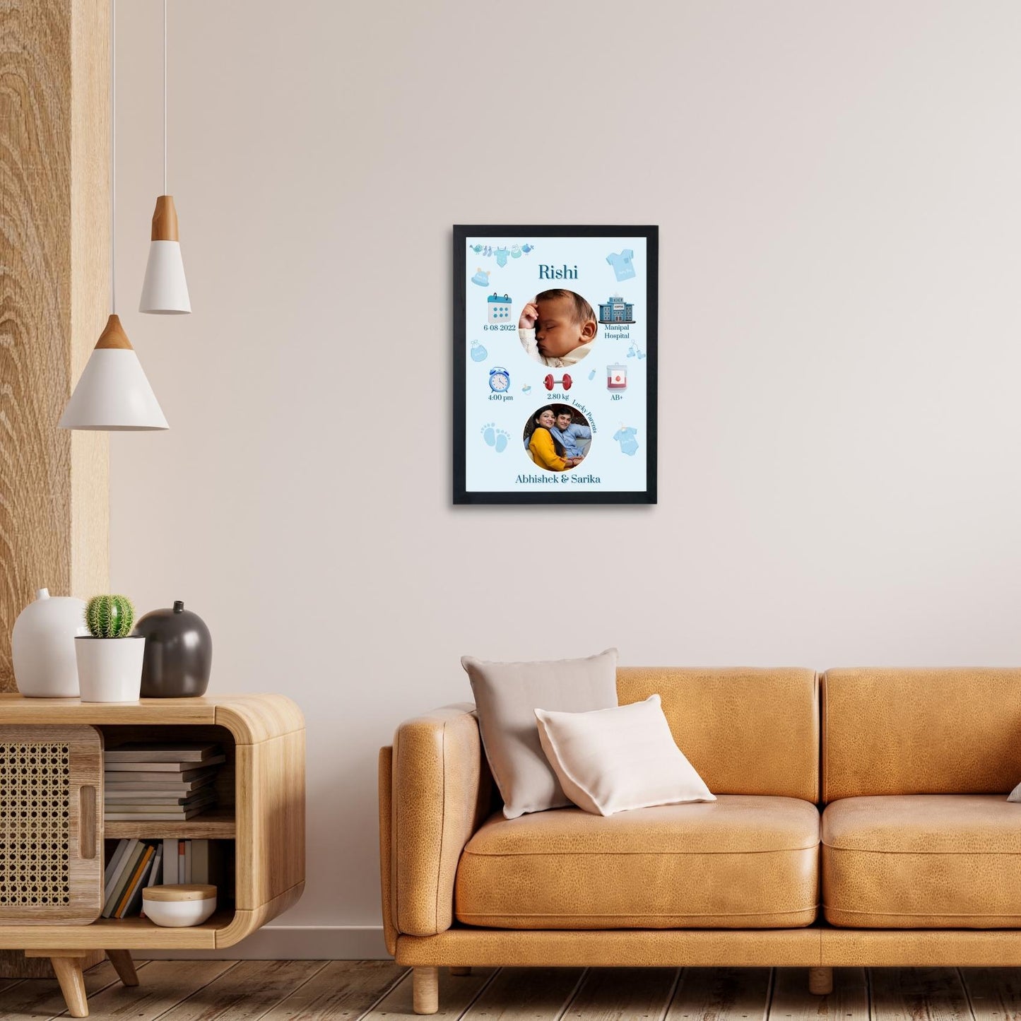 Personalized New Baby Born Frame - Boy