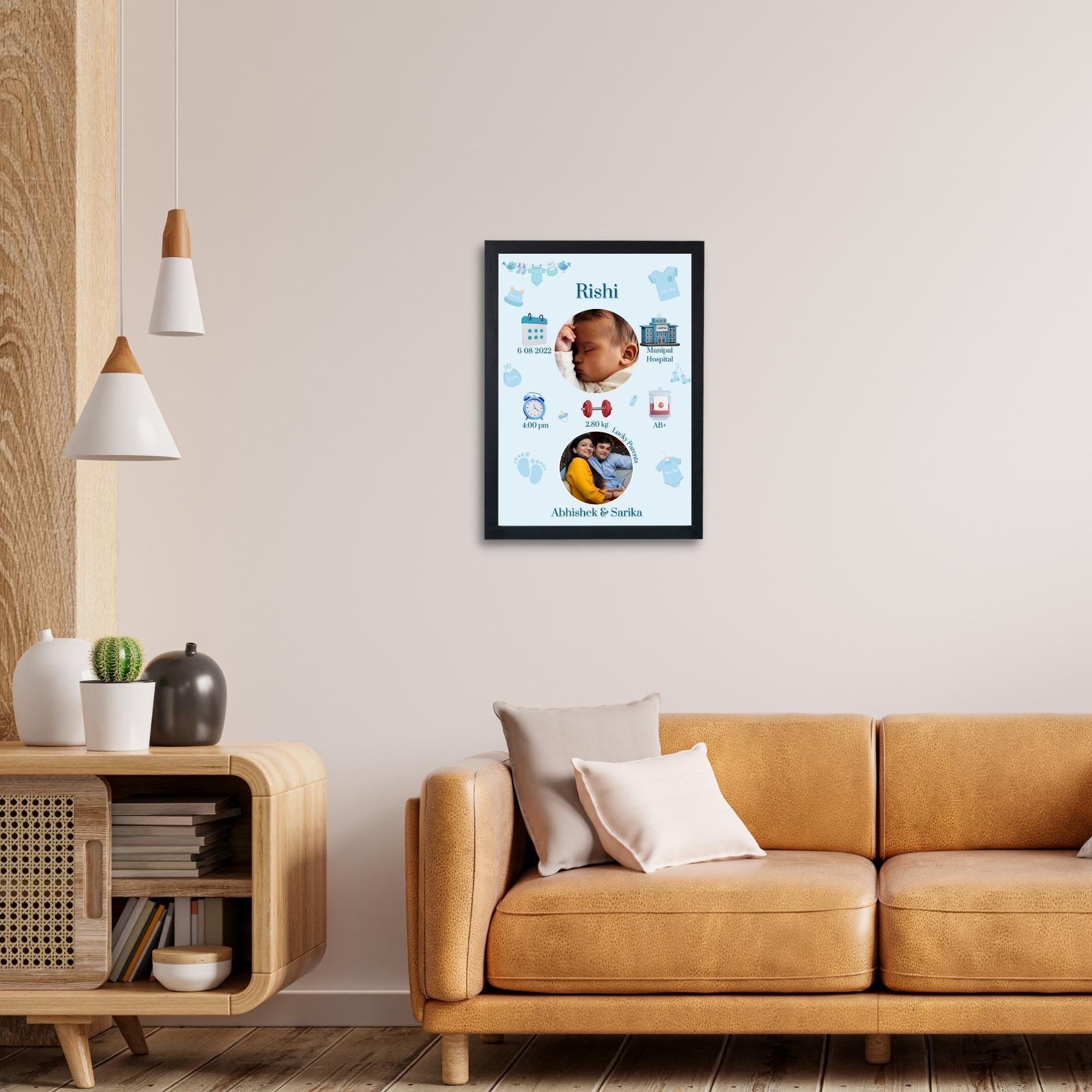 Personalized New Baby Born Frame - Boy