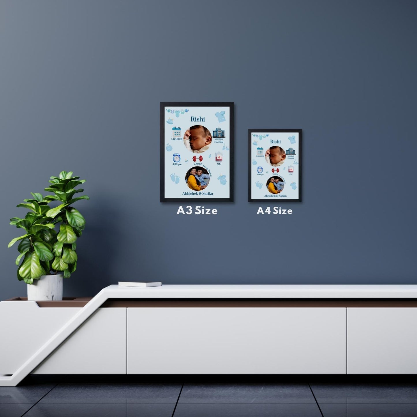 Personalized New Baby Born Frame - Boy