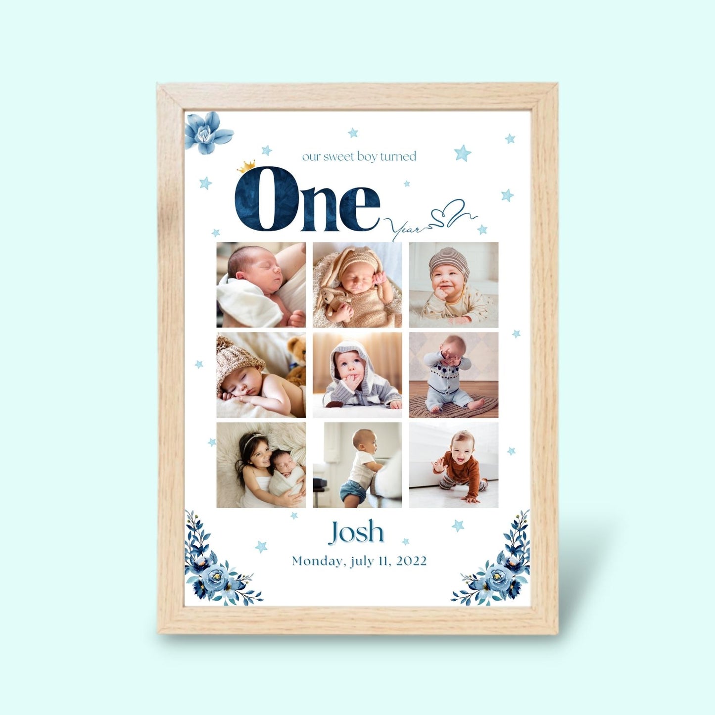 Personalized One Year Boy Frame