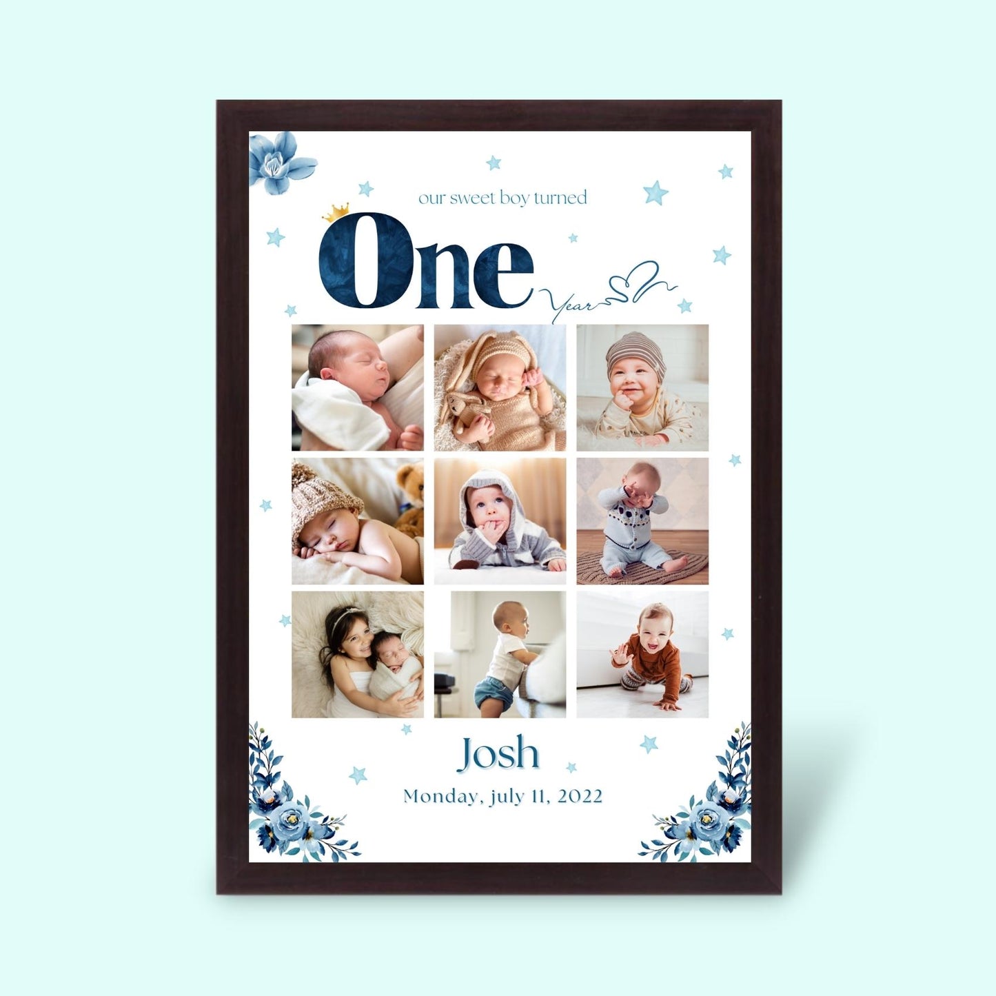 Personalized One Year Boy Frame