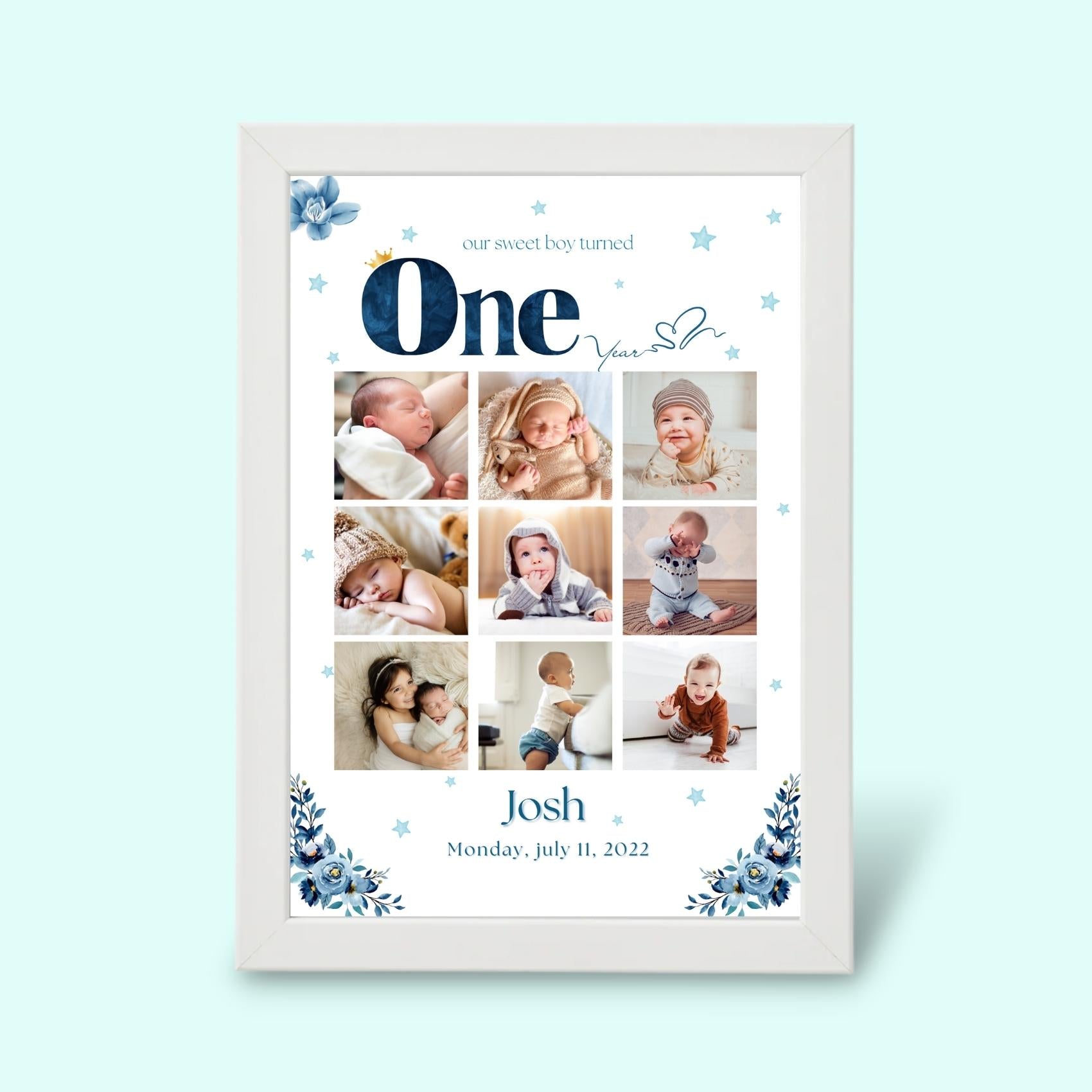 Personalized One Year Boy Frame