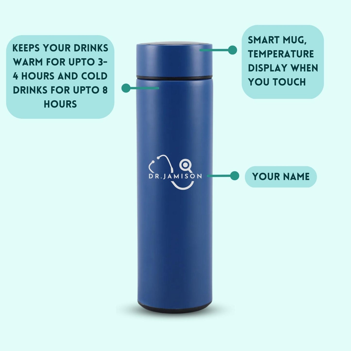 Personalized Temperature Water Bottle - Doctor