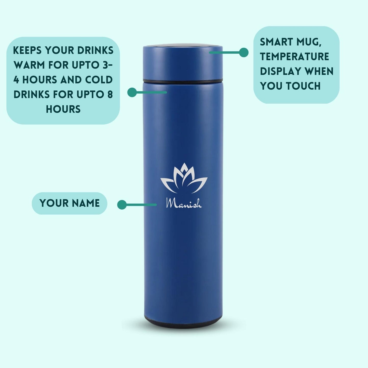 Personalized Temperature Water Bottle - Lous Flower