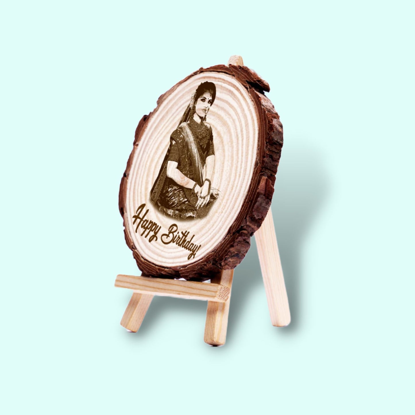Wooden Slice Engraved Photo Frame (5 to 8 Inches)
