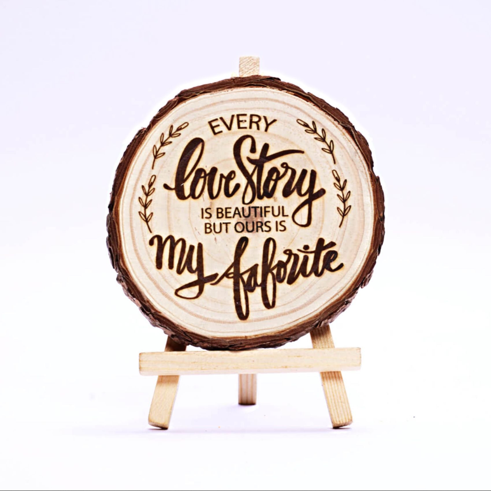 Wooden Slice Engraved Photo Frame (5 to 8 Inches)