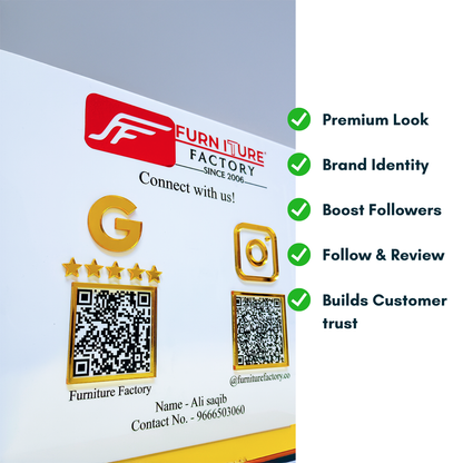 Custom Connect White QR Display Stand - Follow & Google Review