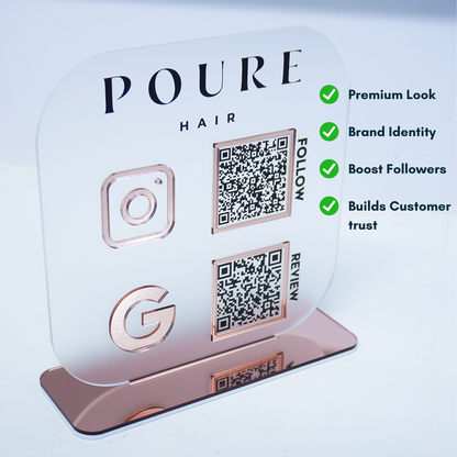 Customized Social Media Display Acrylic QR Stand - Rose Gold