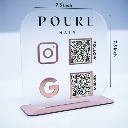 Customized Social Media Display Acrylic QR Stand - Rose Gold