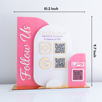 Custom Acrylic Business QR Code Stand, Social Media Display & Payment Scanner Board