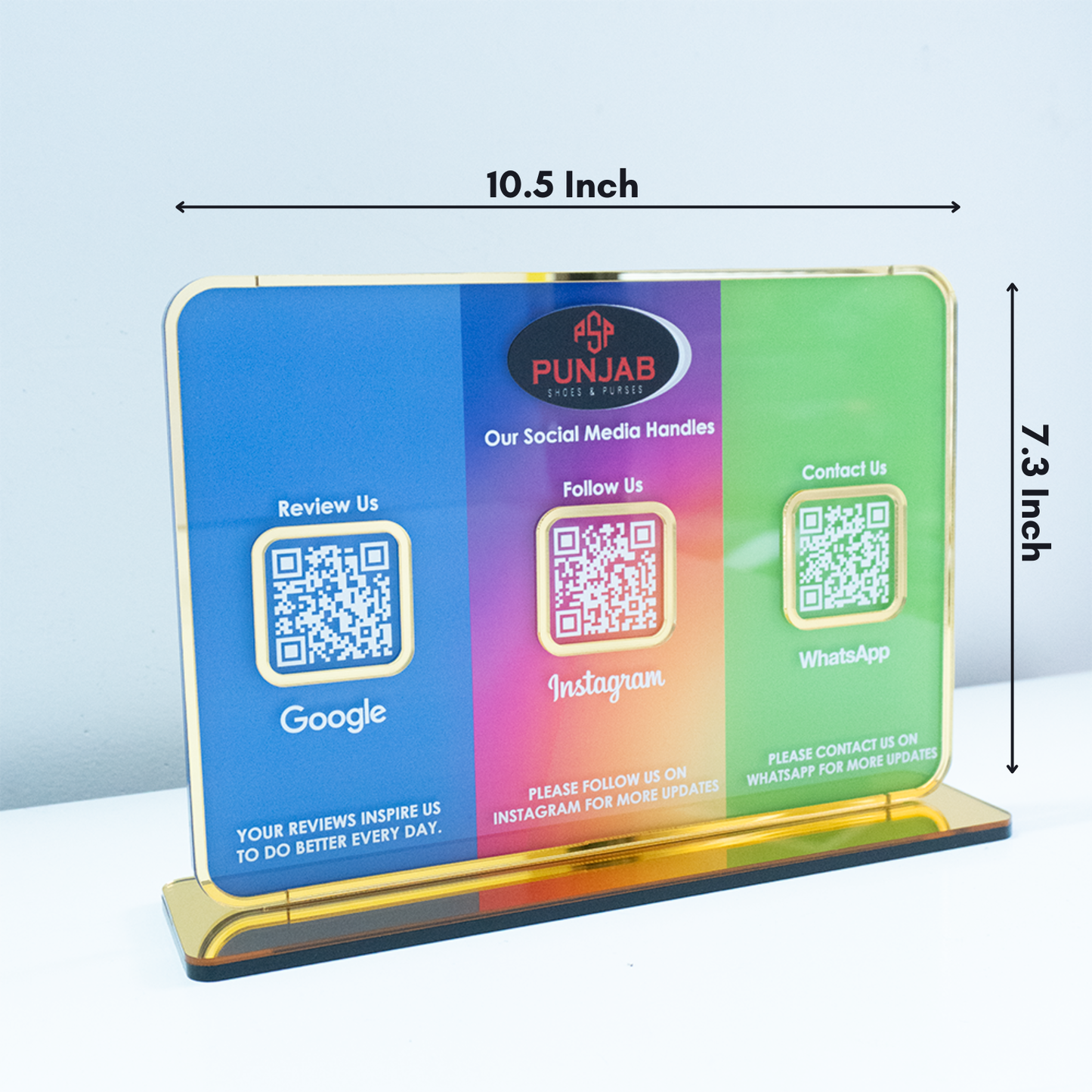 Premium 3-in-1 Acrylic QR Code Scanner Stand (Gold Mirror Accent)