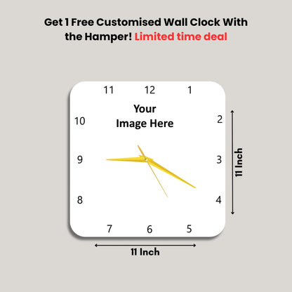 Special Gift Hamper for Men - Limited time deal: Get 1 Personalized Wall Clock & Temperature Bottle For Free In this Hamper