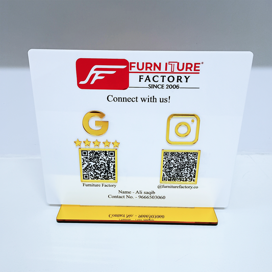 Custom Connect White QR Display Stand - Follow & Google Review