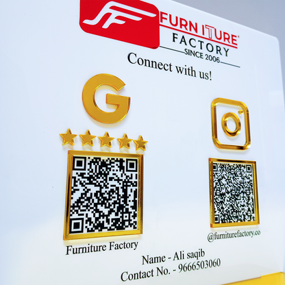 Custom Connect White QR Display Stand - Follow & Google Review