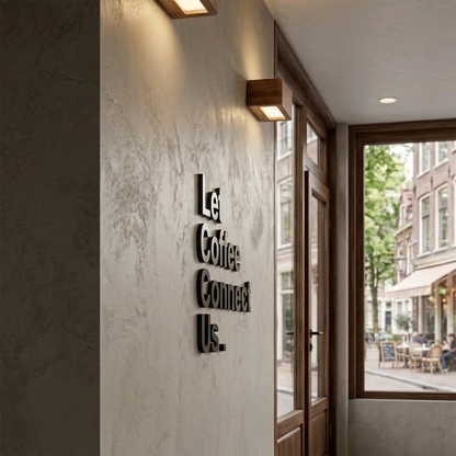 Custom Glossy Black 3D Acrylic Lettering – Wall Quote Signage for Cafes & Offices