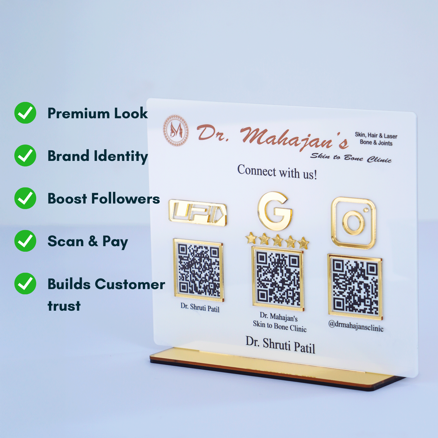 Customized Business White Acrylic QR Stand - Scan & Pay