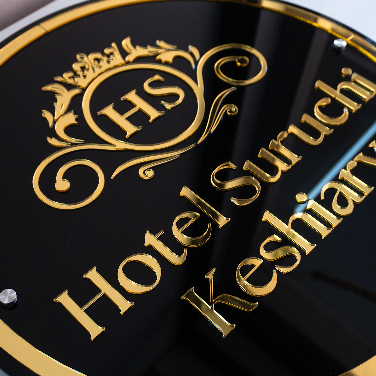 Custom 3D Black Acrylic Round Business Logo LED Signs