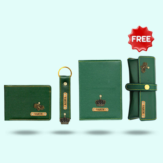Personalized 4-in-1 Special Gift Hamper for Men - Olive Green - Includes 1 Free Sunglass Case