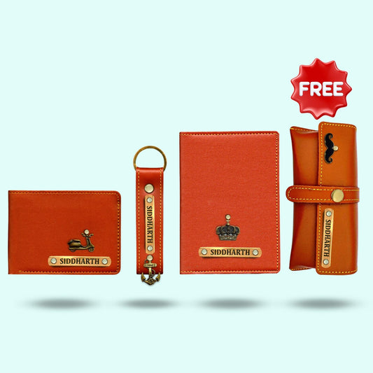 Personalized 4-in-1 Special Gift Hamper for Men - Tan - Includes 1 Free Sunglass Case