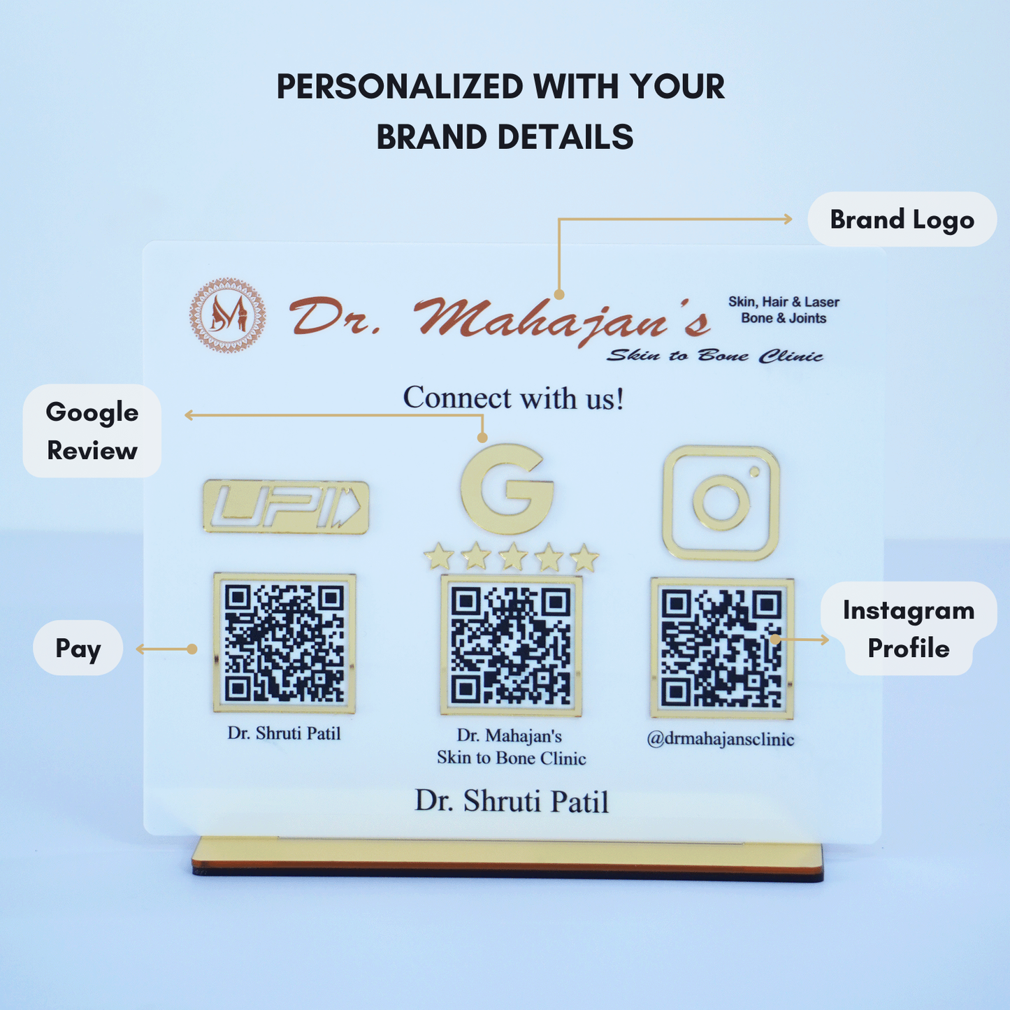 Customized Business White Acrylic QR Stand - Scan & Pay