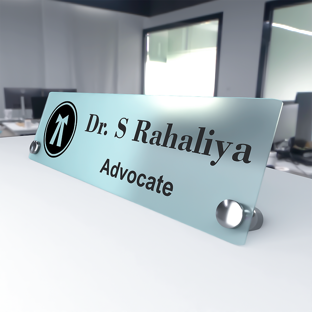 Custom Frosted Acrylic Professional Desk Name Plates with Stainless Steel Studs