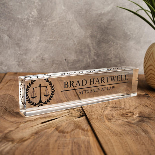 Personalized Advocate Clear Acrylic Block Desk Nameplate