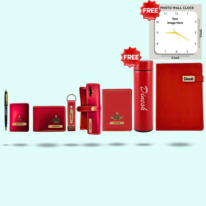Special Gift Hamper for Men - Limited time deal: Get 1 Personalized Wall Clock & Temperature Bottle For Free In this Hamper
