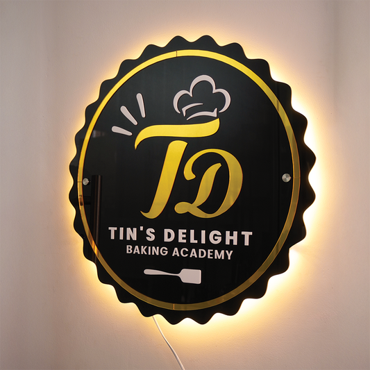 Custom 3D Black Acrylic Floral Shape Business Logo LED Signs