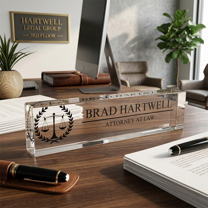 Personalized Advocate Transparent Acrylic Block Desk Nameplate