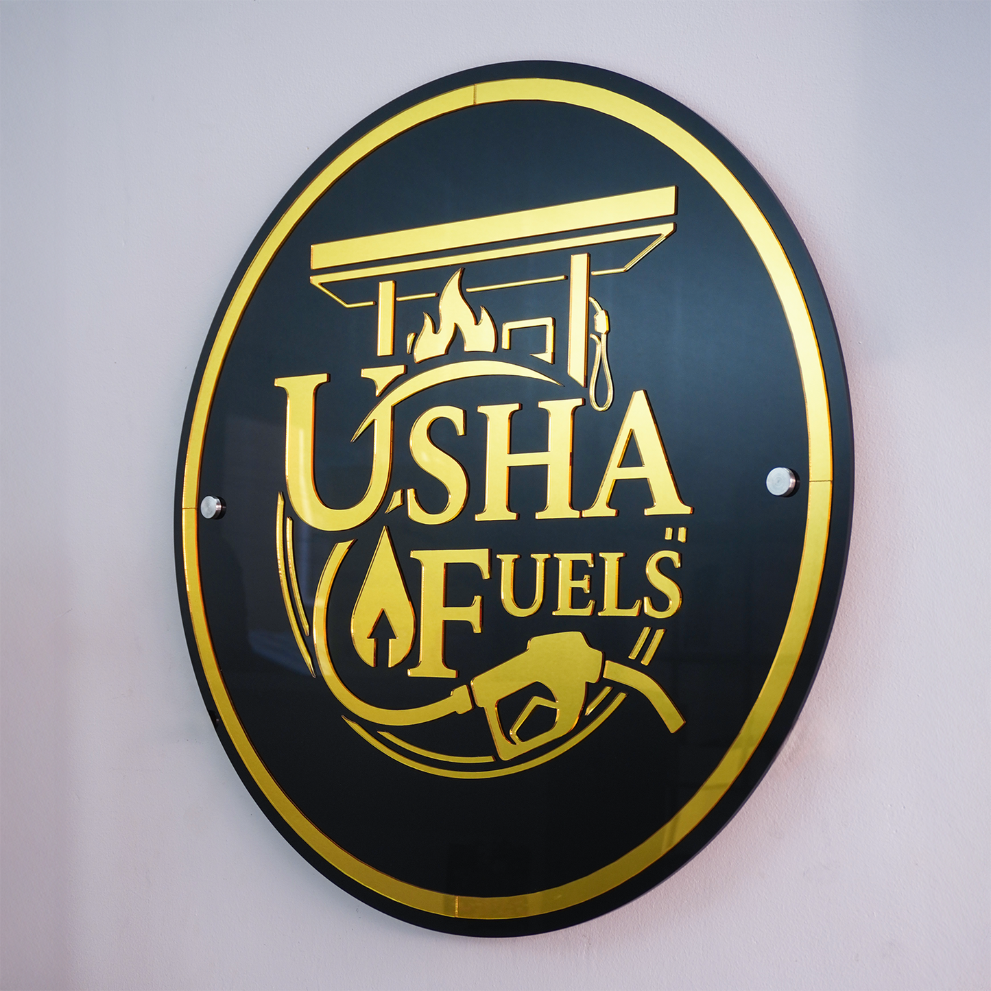 Custom Black 3D Acrylic Round Business Logo Signs