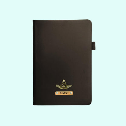 Black PU Hard Cover Diary With Pen Holder