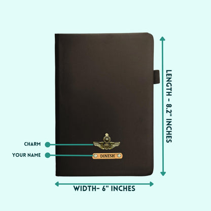 Black PU Hard Cover Diary With Pen Holder