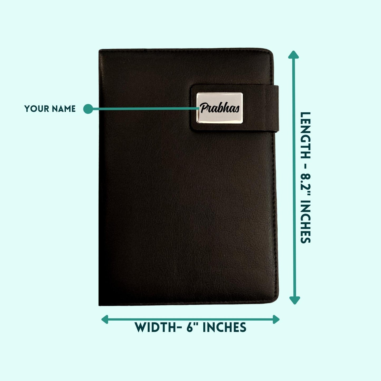 Black PU Leather A-5 Premium Notebook Personalized
