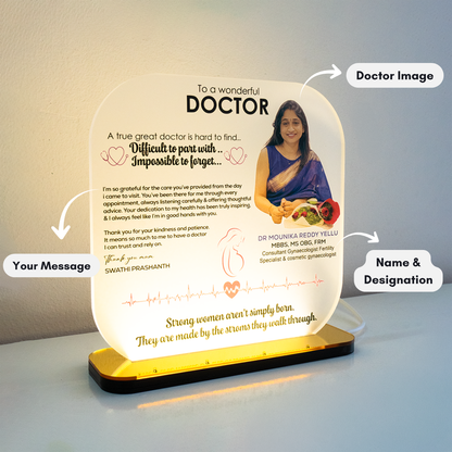 Personalized LED Acrylic Doctor Appreciation Plaque & Custom Desk Light