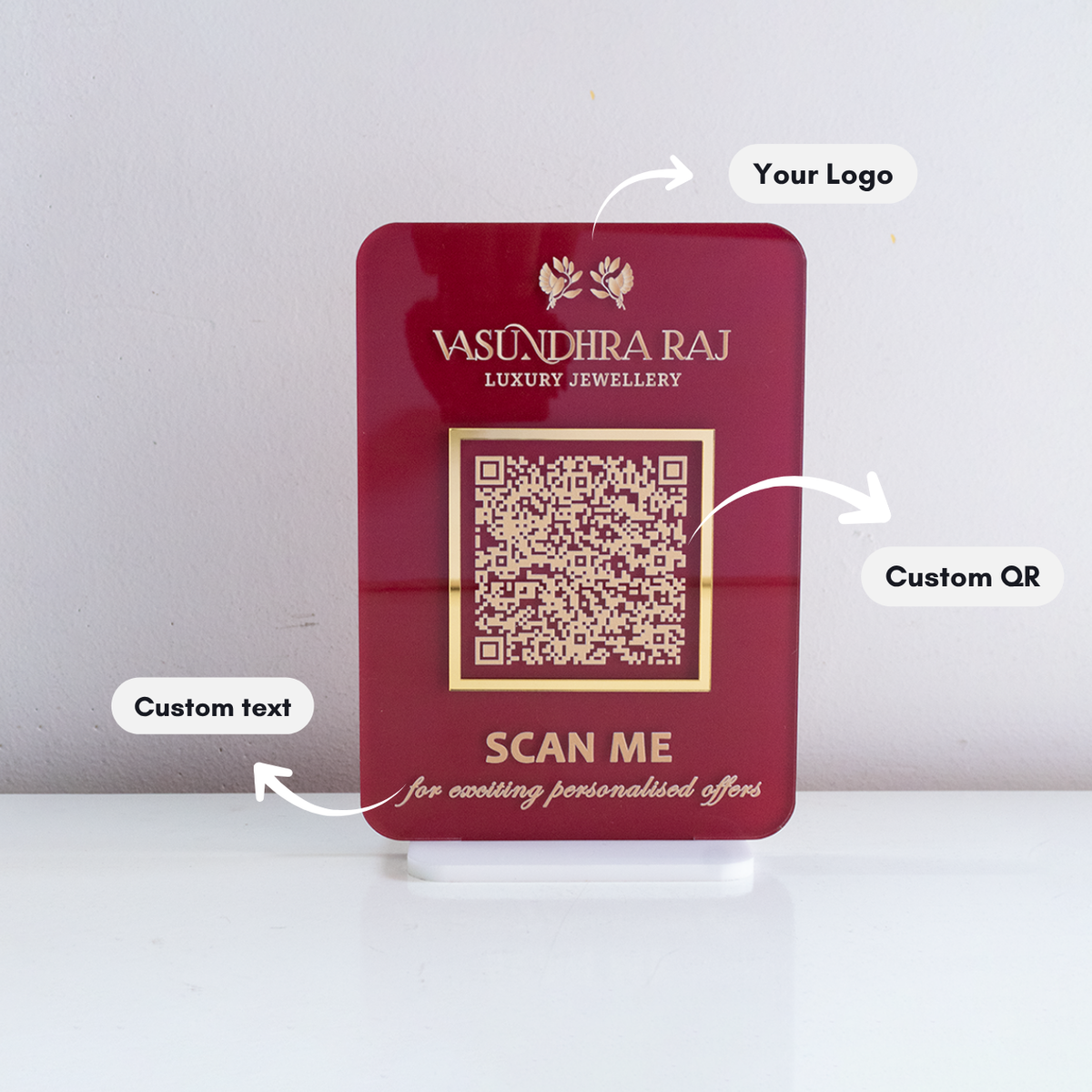 Custom Acrylic Single QR Code Stand for Business | Personalized Payment or Social Media Display