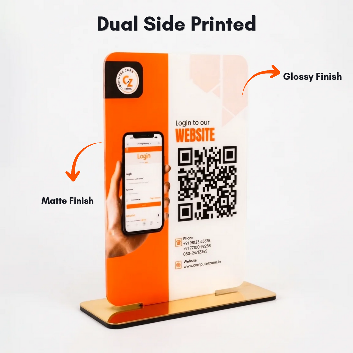 Custom Acrylic QR Code Display Stand for Website Login, Promotional Offers, Cafe Menu, Booking Appointment or Payments