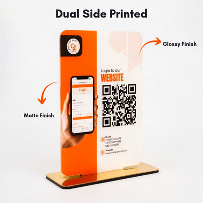 Custom Acrylic QR Code Display Stand for Website Login, Promotional Offers, Cafe Menu, Booking Appointment or Payments