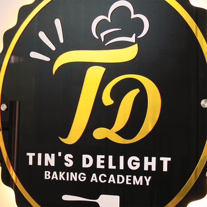 Custom 3D Black Acrylic Floral Shape Business Logo LED Signs