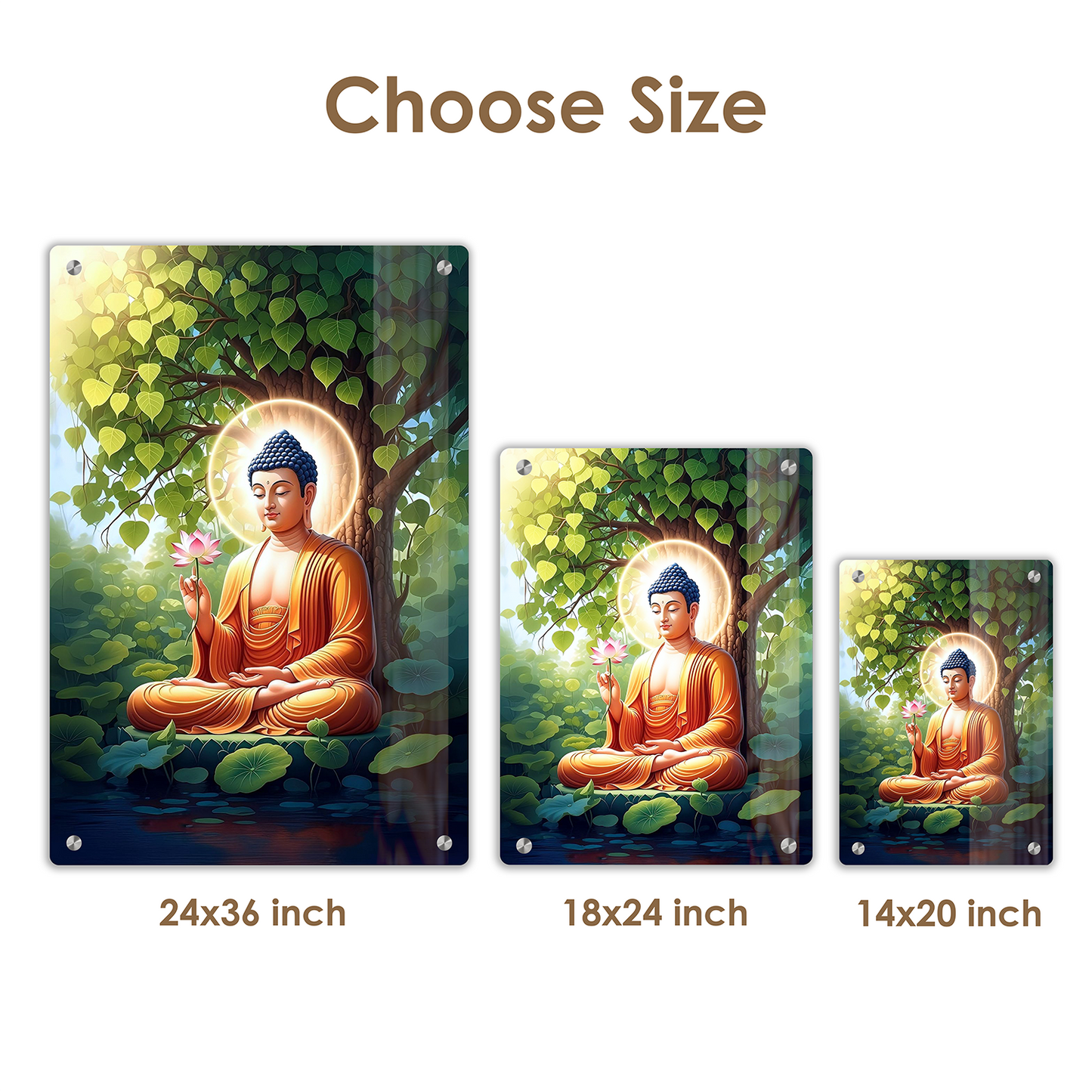 Divine Lord Buddha Under Bodhi Tree Premium Acrylic Wall Art Frame – Modern Home & Office Decor