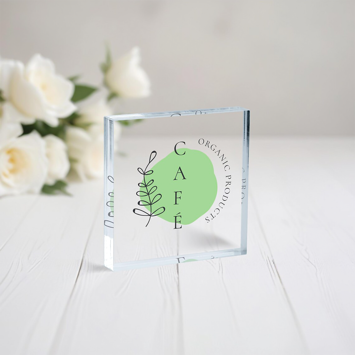 Personalized Business Company Logo Acrylic Block Desk Display