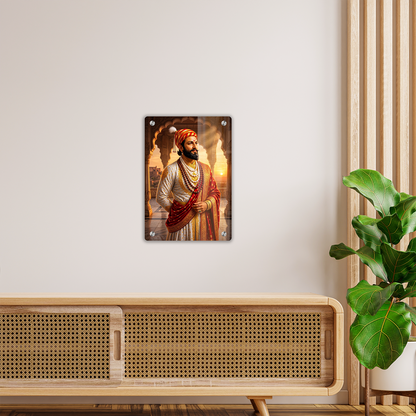 Majestic Chatrapati Shivaji Maharaj Premium Acrylic Wall Art Frame – High-Gloss Royal Maratha Decor