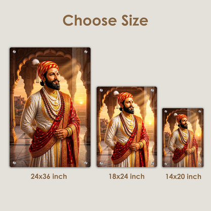 Majestic Chatrapati Shivaji Maharaj Premium Acrylic Wall Art Frame – High-Gloss Royal Maratha Decor