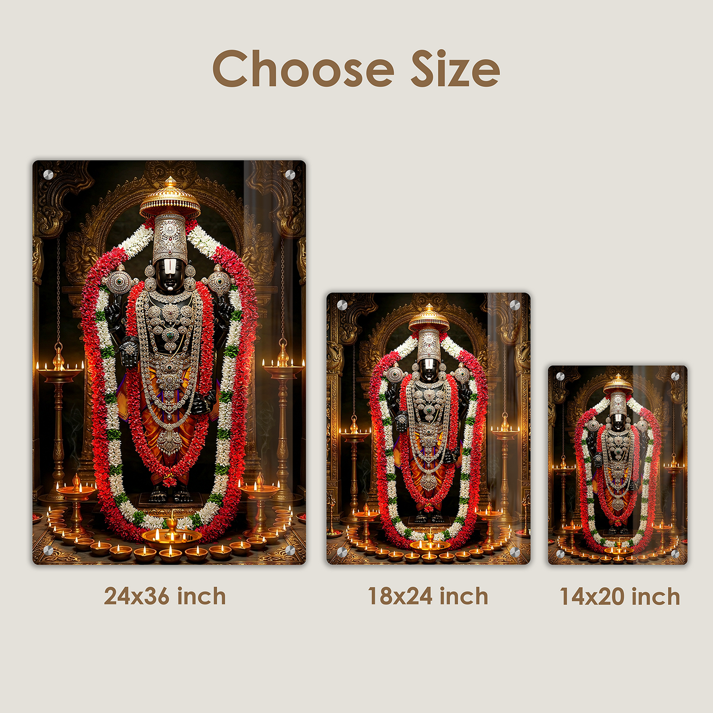 Premium Acrylic Tirupati Balaji / Venkateswara Swamy Wall Photo Frame for Pooja Room