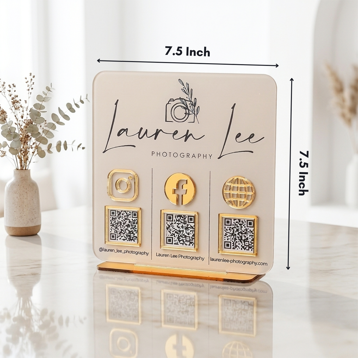 Custom 3D Acrylic Business QR Code Stand – Multi-QR Social Media & Payment Display