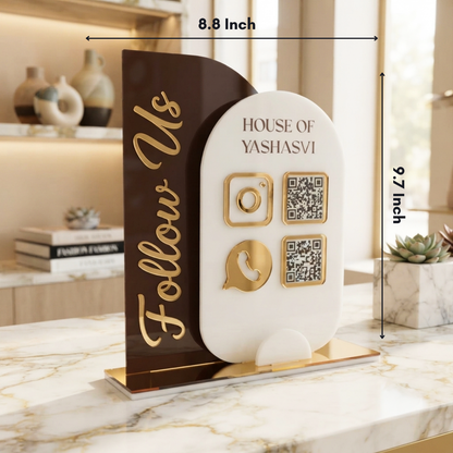 Custom 3D Acrylic Social Media Sign with QR Code and Business Card Holder