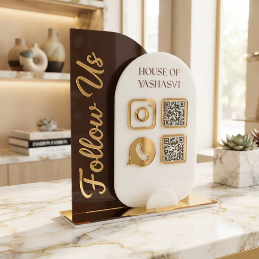 Custom 3D Acrylic Social Media Sign with QR Code and Business Card Holder